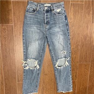 PacSun Distressed high rise straight leg Blue Jeans 25